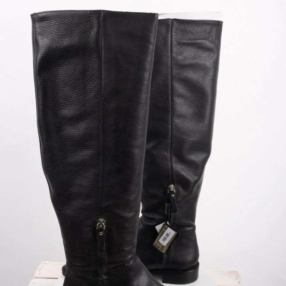 Massimo Dutti Khaite The Row ZARA Riding Boots Flat Black Knee High Leather NWT - Picture 2 of 8